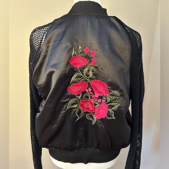 Furst of a Kind satin bomber jacket with net sleeves - Picture 3 of 5